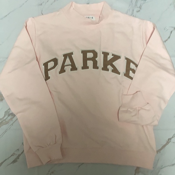 Parke Pink Mock Neck Sweatshirt Brown Varsity lettering size XXL - Picture 8 of 8
